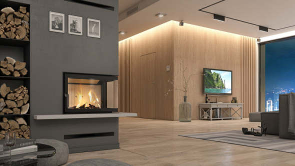 Топка DEFRO HOME IMPULS SM BP, 8 кВт, 670/450/380мм, угловое стекло справа